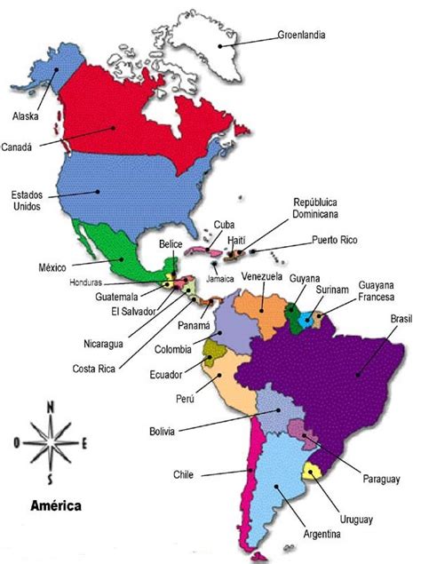 Mapa Del Continente Americano Mapa De América