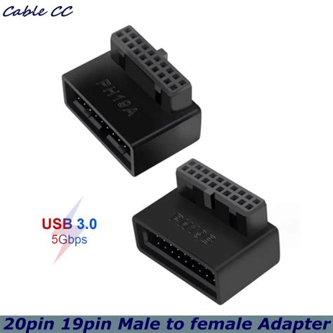 Adaptador De Extens O Macho Para F Mea Up Down USB 3 0 20Pin 19Pin