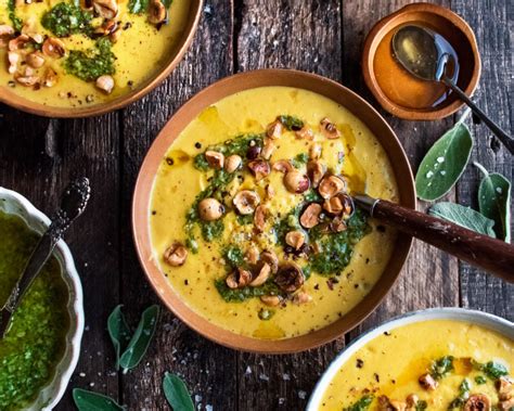 Roasted Pumpkin Soup With Hazelnut Sage Pesto The Original Dish