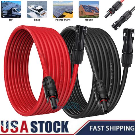 1 Pair 12 Awg Blackred Solar Panel Extension Cable Silicone Wire W Connectors Ebay