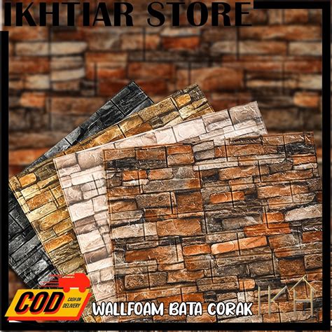 Jual Wallpaper Dinding 3D Foam Motif Corak Batu Alam Ukuran 70 X 77cm