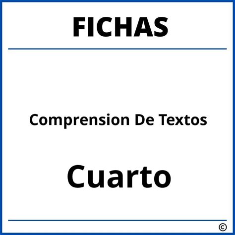 Fichas De Comprension De Textos Para Cuarto Grado De Primaria