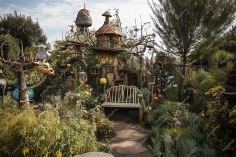 Premium AI Image | Magical garden with whimsical creatures and magical ...