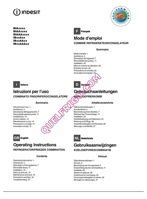 INDESIT BIA SERIES OPERATING INSTRUCTIONS MANUAL Pdf Download | ManualsLib