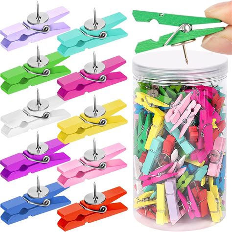 Amazon Pcs Colorful Push Pins Metal Thumb Tacks With Clips