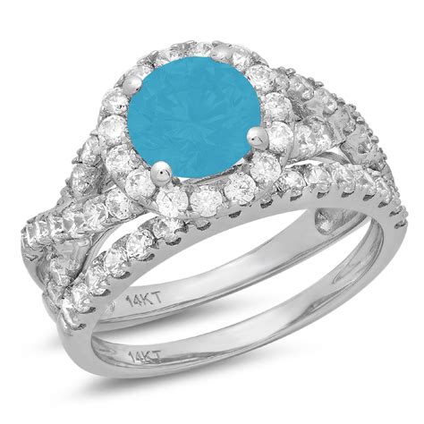 Clara Pucci 18k White Gold 1 795 Simulated Turquoise Engraveable