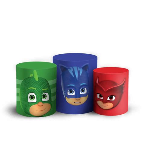 Trio Cilindro PJ Mask Sublimado 3D Elástico Sublistamps Sublimação