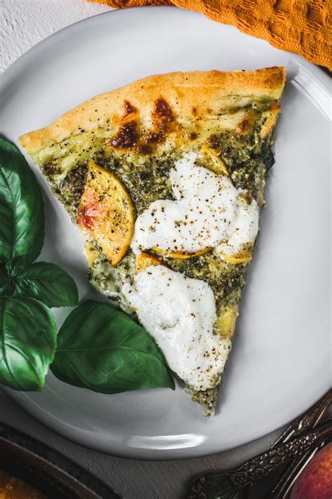 Cast Iron Pizza With Burrata Peaches And Basil Pesto 8 Of 10 8 Of 1