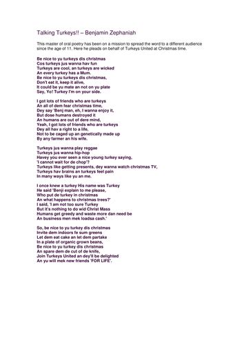 Benjamin Zephaniah Poems Ks3