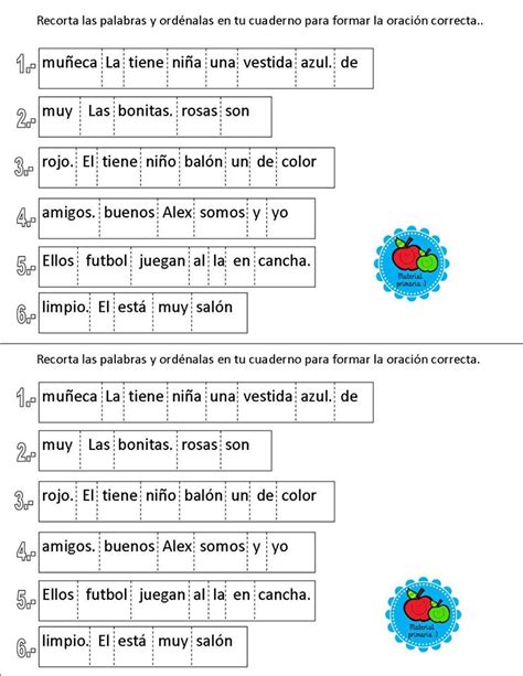 Ejercicios Para Trabajar Las Oraciones Material Didáctico Y Planeaciones