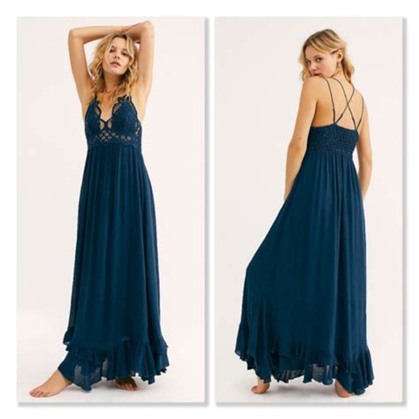 Free People Dresses Free People Adella Maxi Slip Dress In Turquoise