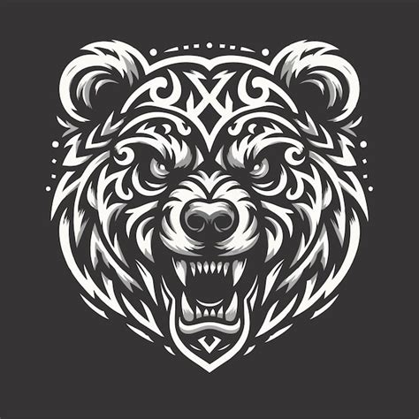 Monochrome tribal bear vector una ilustración vectorial de una cabeza