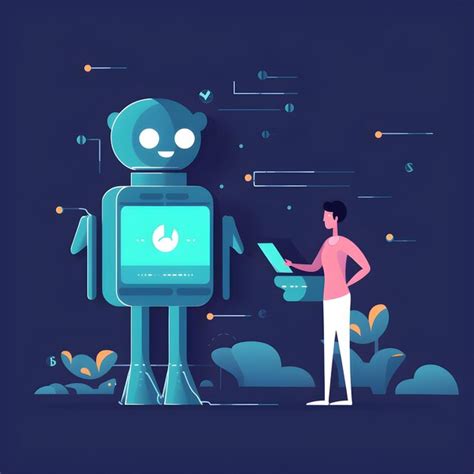 Premium Ai Image A Man Is Standing Next To A Robot With A Screen That