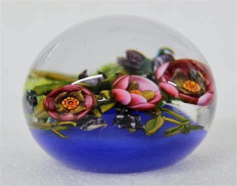 Lampwork Art Glass Floral Paperweight By Eric W Hansen Etsy