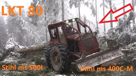 Ścinka Stihl ms500I i Stihl ms400C M Zrywka LKT 80 i składanie metrów