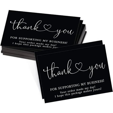 50pcs Black Paper Cards Thank You For Your Order Card Small Shop T Decoration Appreciate Card