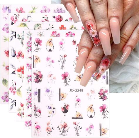 Amazon JMEOWIO 3D Embossed Flower Nail Art Stickers Decals Self