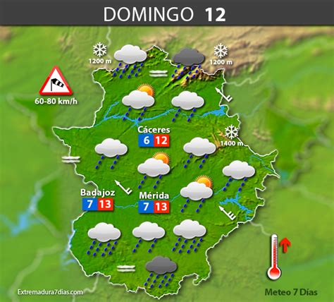 Previsión meteorológica en Extremadura Días 10 11 y 12 de febrero