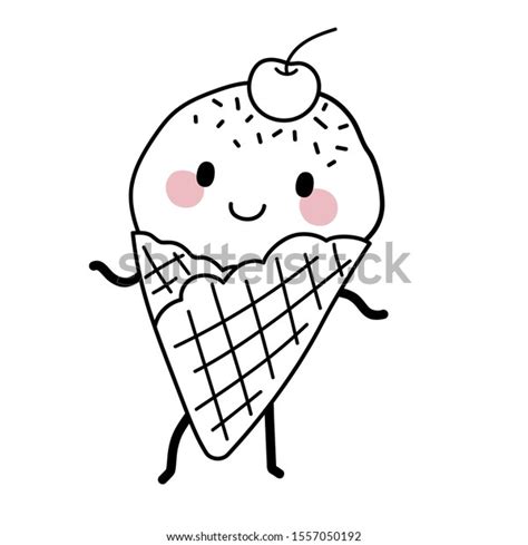 Cherry Ice Cream Cone Face Arms Stock Vector Royalty Free 1557050192