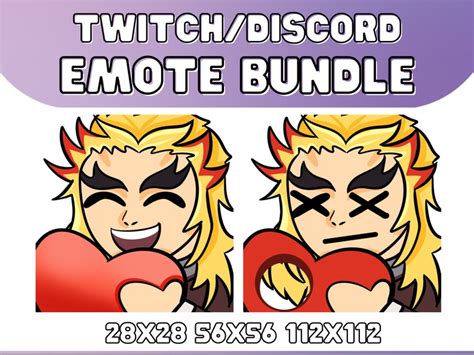 Bundle Rengoku Heart Emote Demon Slayer Emote For Twitch Or Etsy