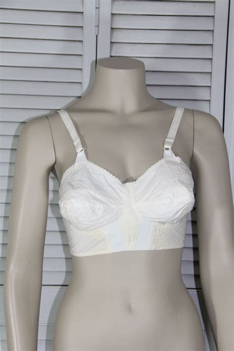 1950s Vintage Bullet Bra White Cotton Brassiere Size 34 C 2220849