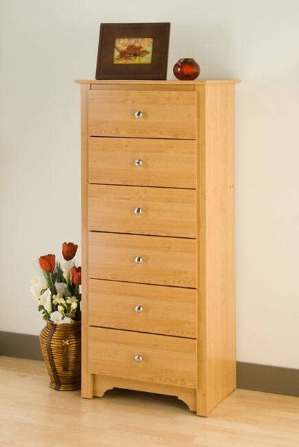 Montego Maple 6 Drawer Tall Lingerie Chest Dresser Bedroom Drawer Bed