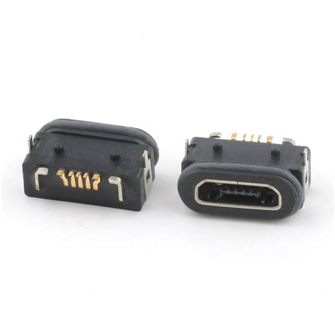 Vertical Smt Type Ip68 Waterproof Micro Usb 20 B 5pin Female Connector