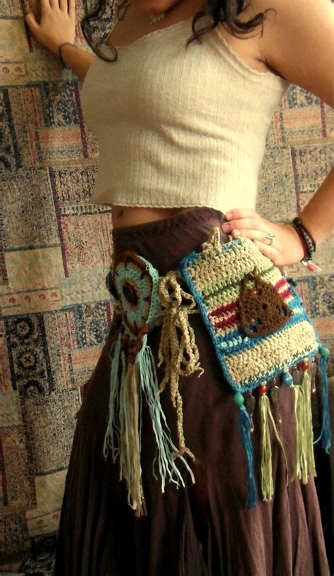 Earthy Bohemian Crocheted Hip Wrap Utility Belt Via Etsy