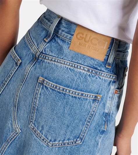 Horsebit Denim Maxi Skirt In Blue Gucci Mytheresa