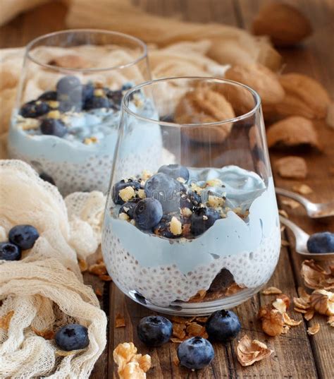 Blueberries And Yogurt Chia Pudding Parfait Stock Image Image Of