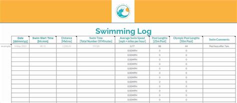 Download A Free Swimming Log Tracker - Chase the Water