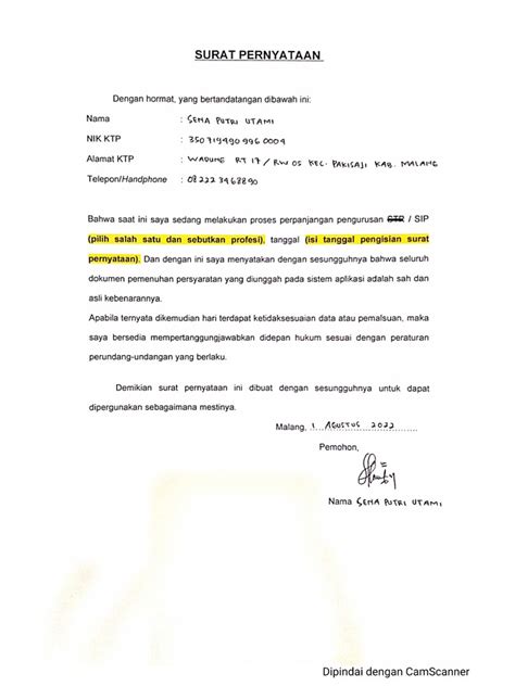 Surat Keterangan Pengurusan Sip Pdf