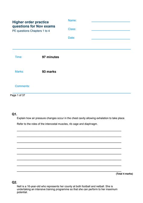 SOLUTION: AQA PE full past paper GCSE - Studypool