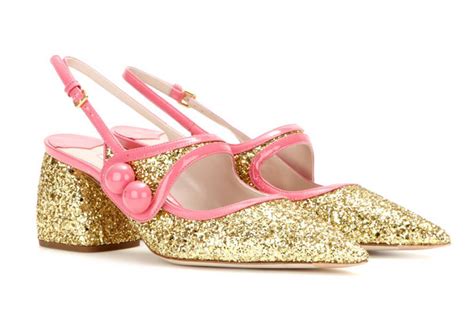 Miu Miu Glitter Shoes With Pointed Toes And Low Heels