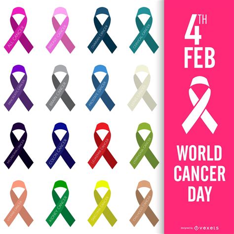 World Cancer Day Poster Colored Ribbons Vector Download