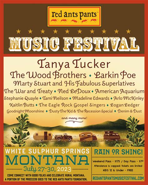 2024 Schedule - Red Ants Pants Music Festival | White Sulphur Springs Montana Music Festival