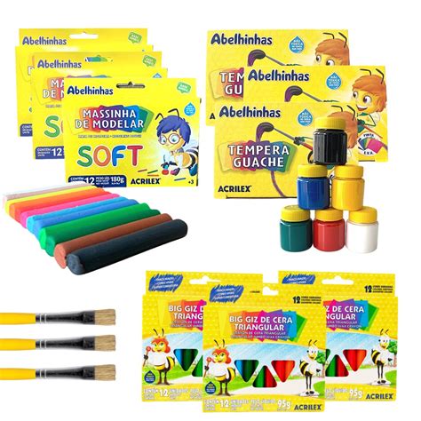 Material Escolar Pintura Infantil Massinha De Modelar Tinta Guache 06