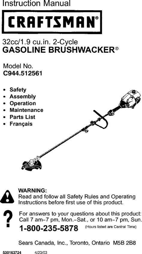 Craftsman User Manual Trimmer Weedwacker Manuals And Guides