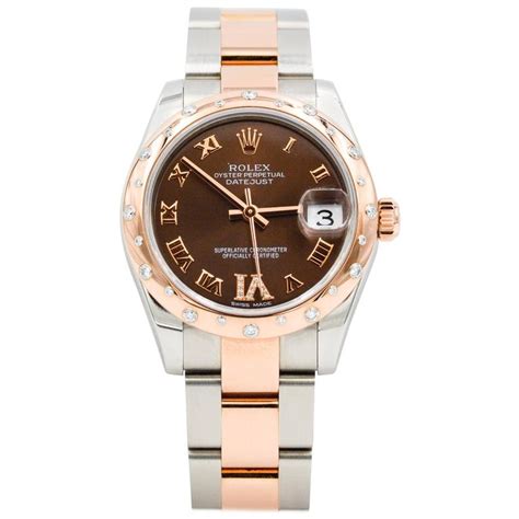 Rolex Ladies Rose Gold Chocolate Dial Datejust Oyster Perpetual