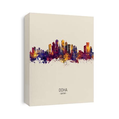 Doha Qatar Skyline Canvas Print Canvasworld