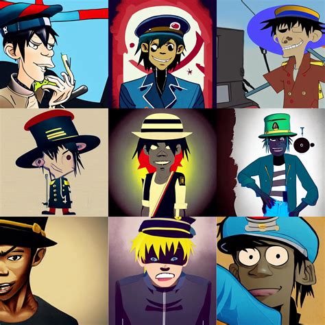 2d From Gorillaz Wearing A Captains Hat On A Boat Stable Diffusion