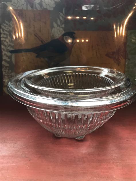 Hazel Atlas Aurora Clear Ribbed Depression Glass Mixing Bowls Etsy