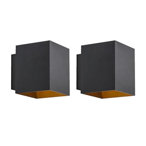 Set Di Lampade Da Parete Di Design Quadrato Nero E Oro Sola