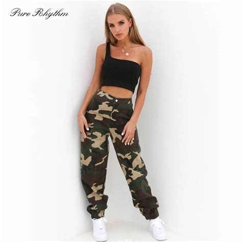 2018 Fashion Military Camouflage Pants Women Army Black High Waist