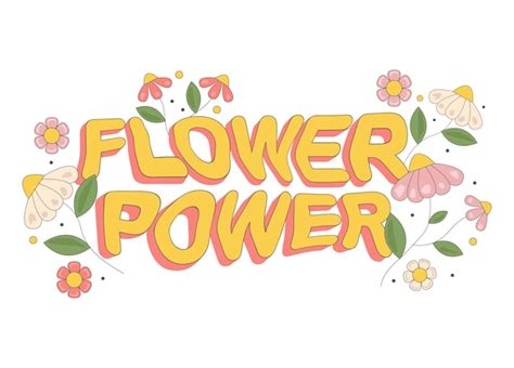 Groovy Retro Text Flower Power Avec Une Marguerite Hippie Dans Un Style