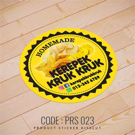 Kerepek Food Sticker Label Product Label 3cm 4cm 5cm 6cm 7cm 8cm Murah Siap Potong