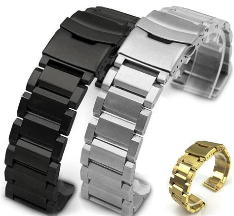 Stainless Steel 23mm Metal Replacement Watch Band Strap Double Locking