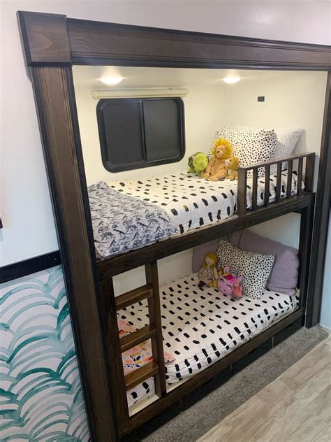 Bunk Bed In Rv With Beddys Bedding Rv Interior Remodel Diy Camper Remodel Camper Remodeling