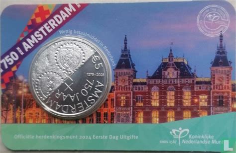 Nederland 5 Euro 2024 Coincard Eerste Dag Van Uitgifte 750th