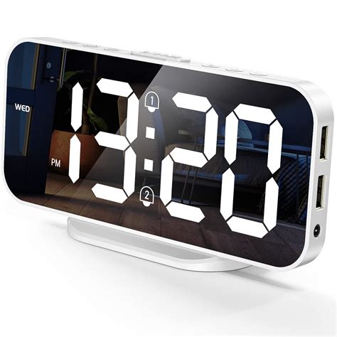 Minkurow Digital Alarm Clocks Led Mirror Electronic Clock Snooze Mode